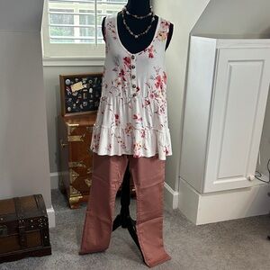 Lee Floral Top with Pink Boot Cut Pants